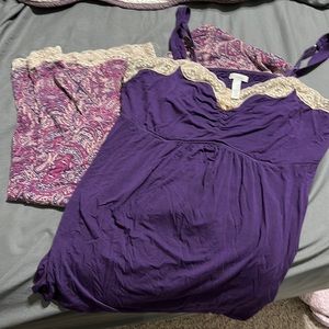 Soma lace trim dark purple paisley pajama set. XL